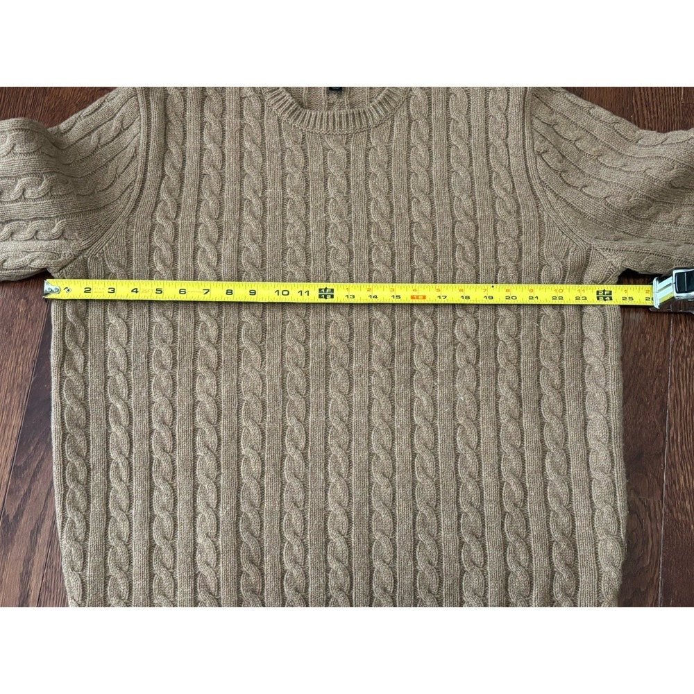 J Crew Handknit Lambswool Sweater Men XL Brown Cable Knit Heavy Fisherman Chunky - Picture 4 of 6